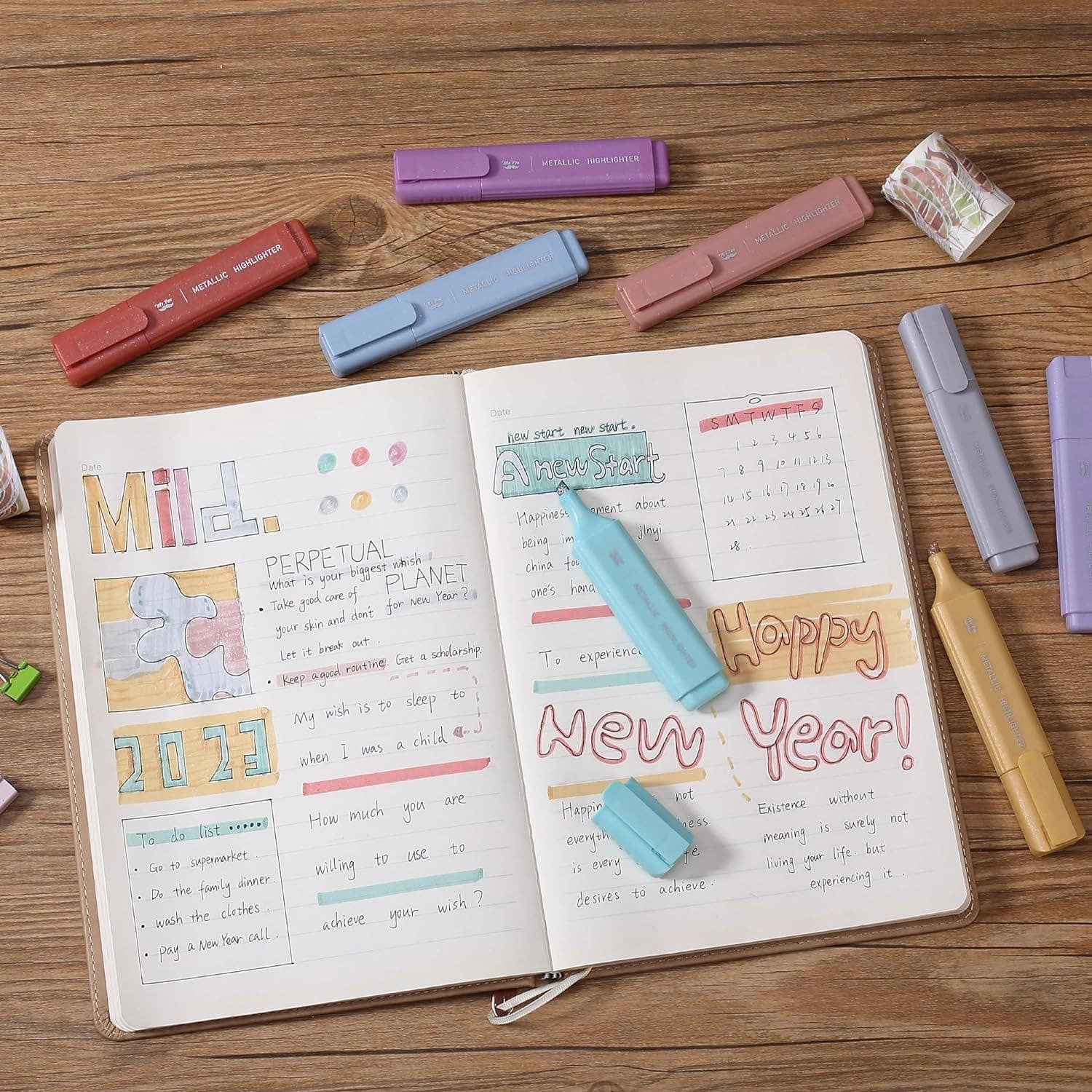 Mr. Pen Glitter Highlighters, 8 Pack