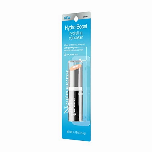 Neutrogena Hydro Boost Hydrating Concealer Stick for Dry Skin, Oil-Free, Lightweight, Non-Greasy and Non-Comedogenic Cover-Up Makeup with Hyaluronic Acid, 10/Fair, 0.12 Oz