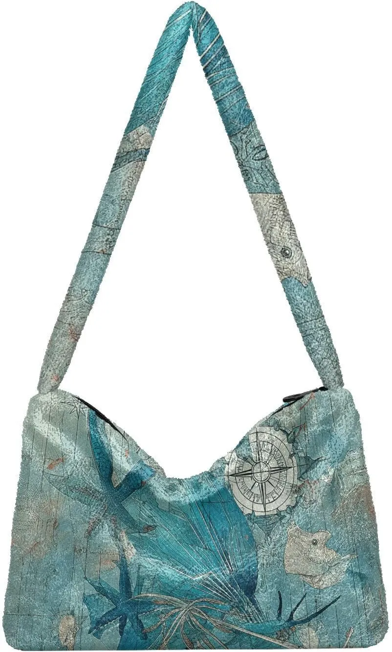 Ocean Crab Coral Plank Ladies Shoulder Bag, Tote Bag Shoulder Handbag, Autumn Handbags