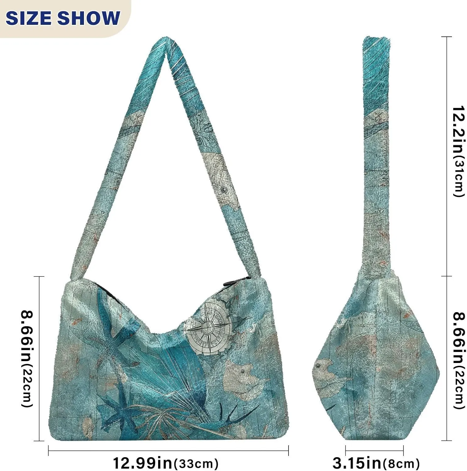 Ocean Crab Coral Plank Ladies Shoulder Bag, Tote Bag Shoulder Handbag, Autumn Handbags