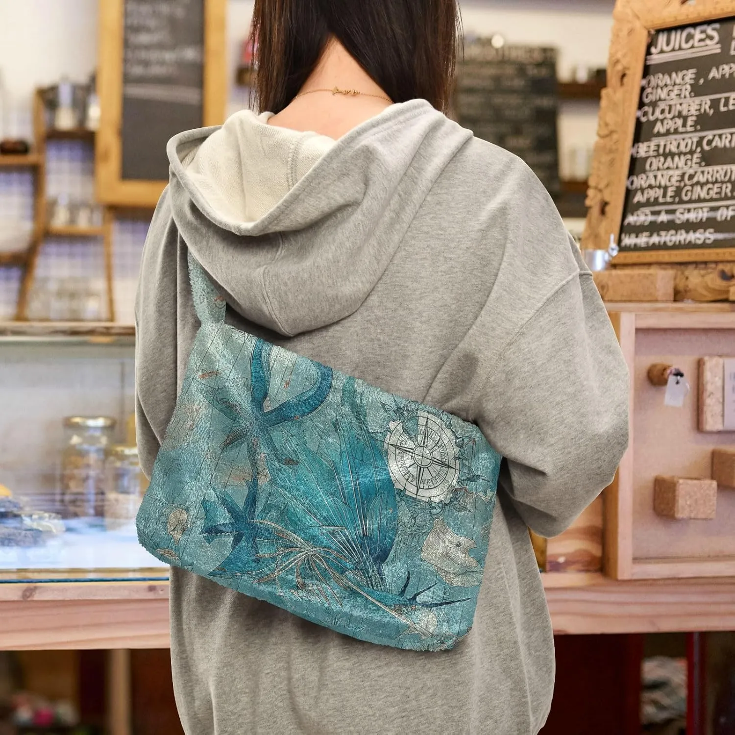 Ocean Crab Coral Plank Ladies Shoulder Bag, Tote Bag Shoulder Handbag, Autumn Handbags
