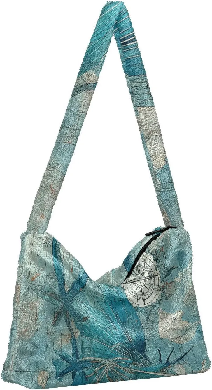Ocean Crab Coral Plank Ladies Shoulder Bag, Tote Bag Shoulder Handbag, Autumn Handbags