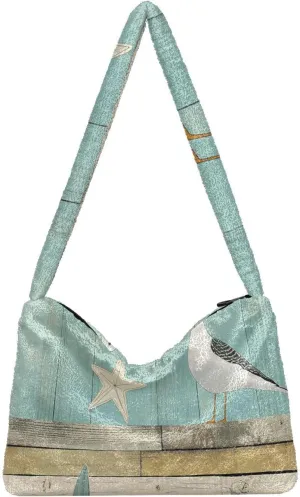 Old Vintage Marine Seahorse Coral Ladies Shoulder Bag, Purses Shoulder Bag, Autumn Handbags