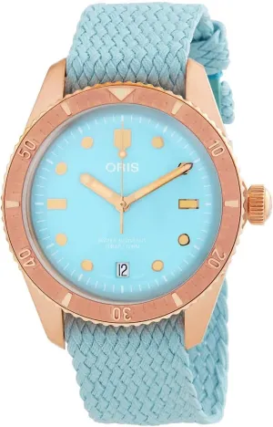 ORIS Divers 65 Cotton Candy, 1.5 inches (38 mm), Divers, Sixty Five, Men's, Women's, Watch, Automatic Winding, Divers, Nylon Strap, Satin, Blue Dial, Blue 01, 733, 7771, 3155-07, 3, 19, 02BRS, Genuine