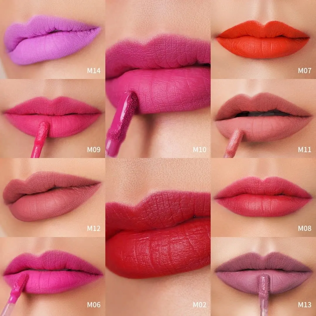 Oulac Pink Matte Lipstick Set for Women，Purple, Orange Lip Stain Long Lasting Waterproof, No Transfer, Creamy High Pigmented Formula with Rose Oil, Vegan & Cruelty-Free (M06 M07 M14)