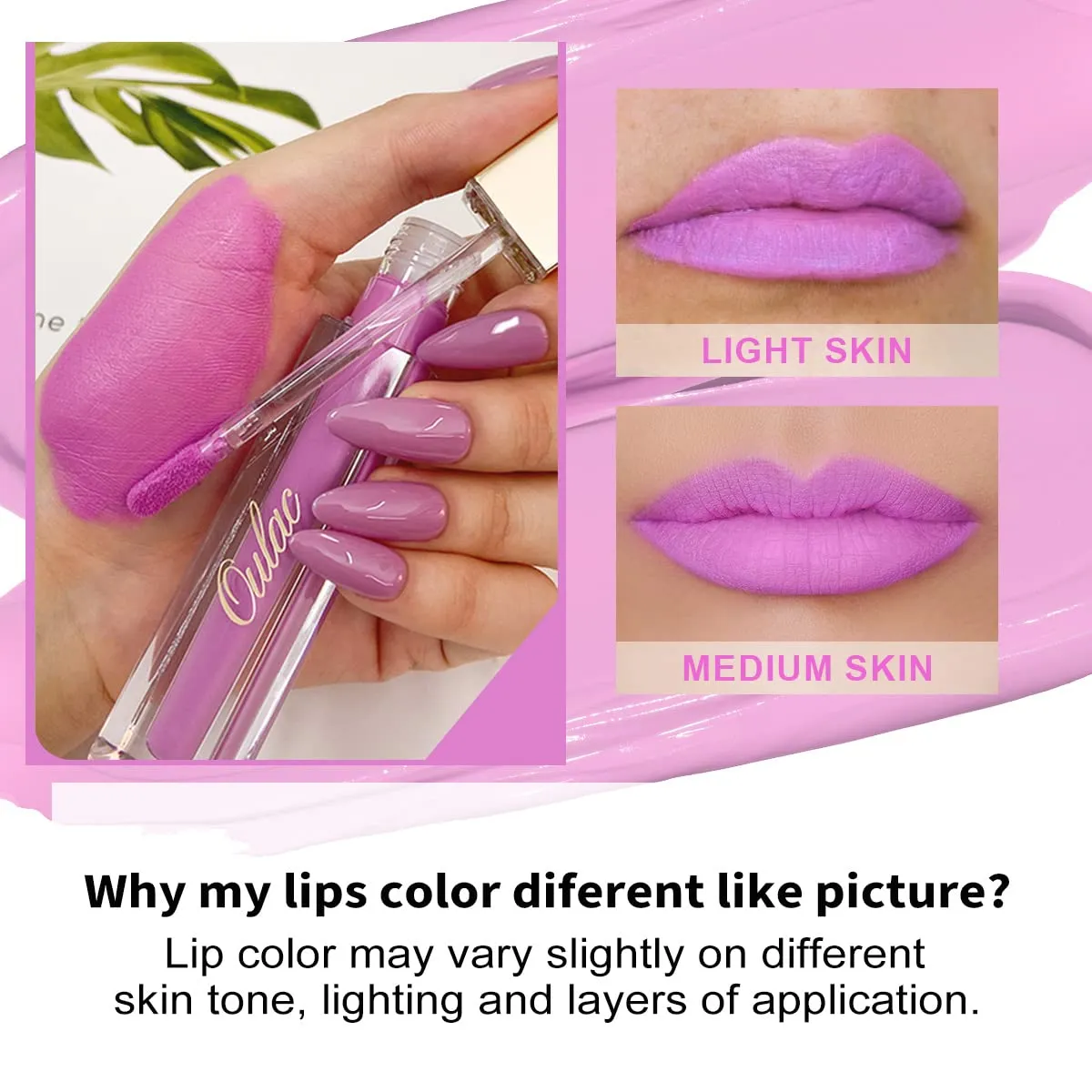 Oulac Pink Matte Lipstick Set for Women，Purple, Orange Lip Stain Long Lasting Waterproof, No Transfer, Creamy High Pigmented Formula with Rose Oil, Vegan & Cruelty-Free (M06 M07 M14)