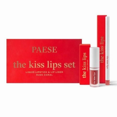PAESE THE KISS LIPS SET - Liquid Lipstick & Lip Liner - 02 Nude Coral