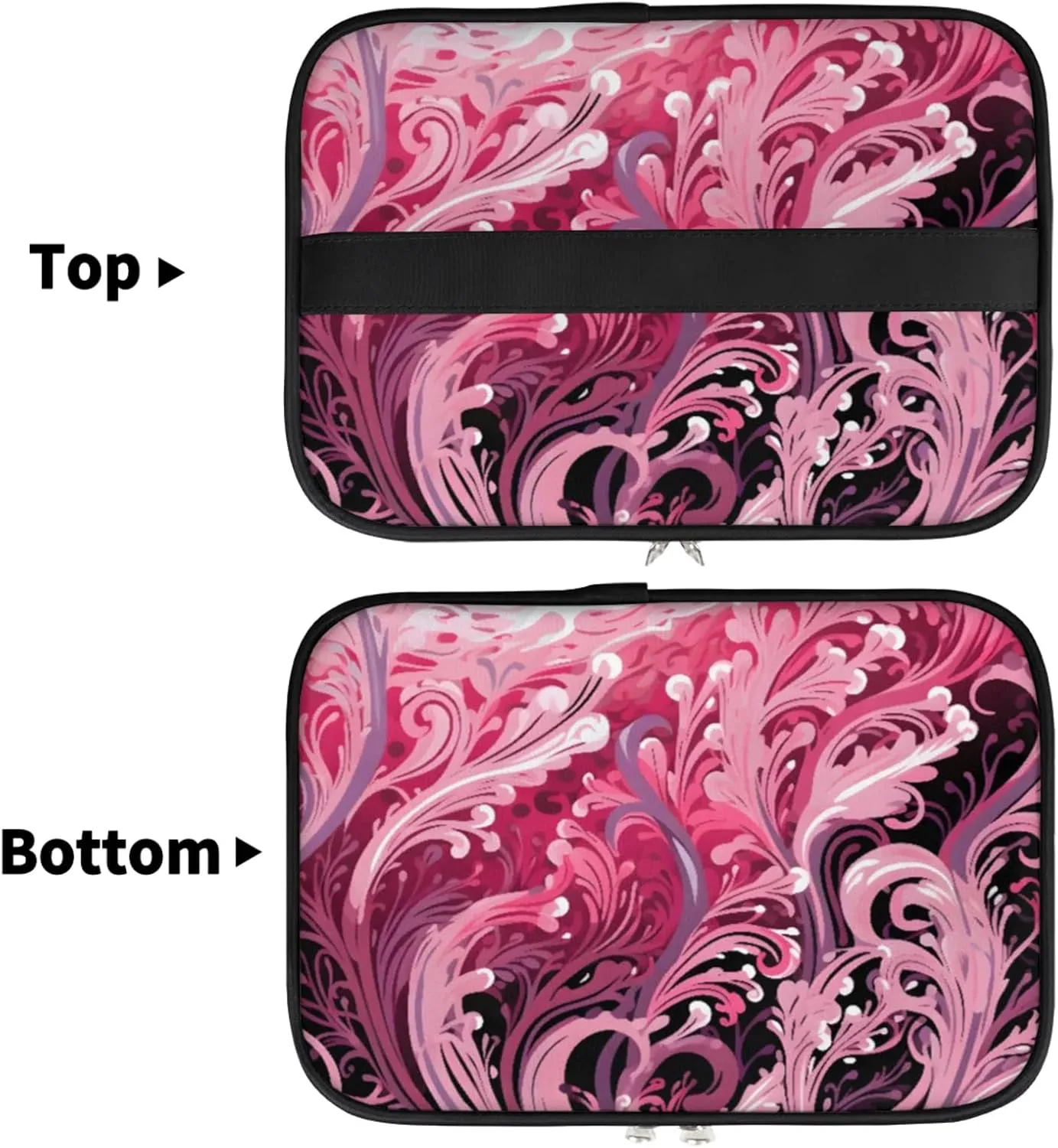 Pink Seaweed Coral Sea Makeup Bag Large Opening Cosmetic Bag Portable Makeup Case Organizer Toiletry Bags for Women Daily Traveling With Handle Grids Smooth Zipper Divider Makeup Pouch