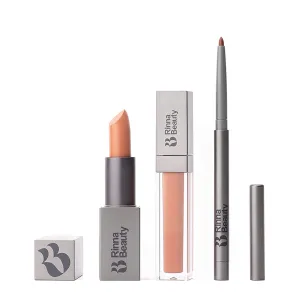 Rinna Beauty Icon Lip Kit - No Apologies - All-in-one Lip Kit - Includes Lipstick, Lip Gloss, and Lip Liner - NUDE CORAL look - Vegan, LONG-LASTING: Anti-aging, & Moisturizing, Cruelty-Free - 1 each