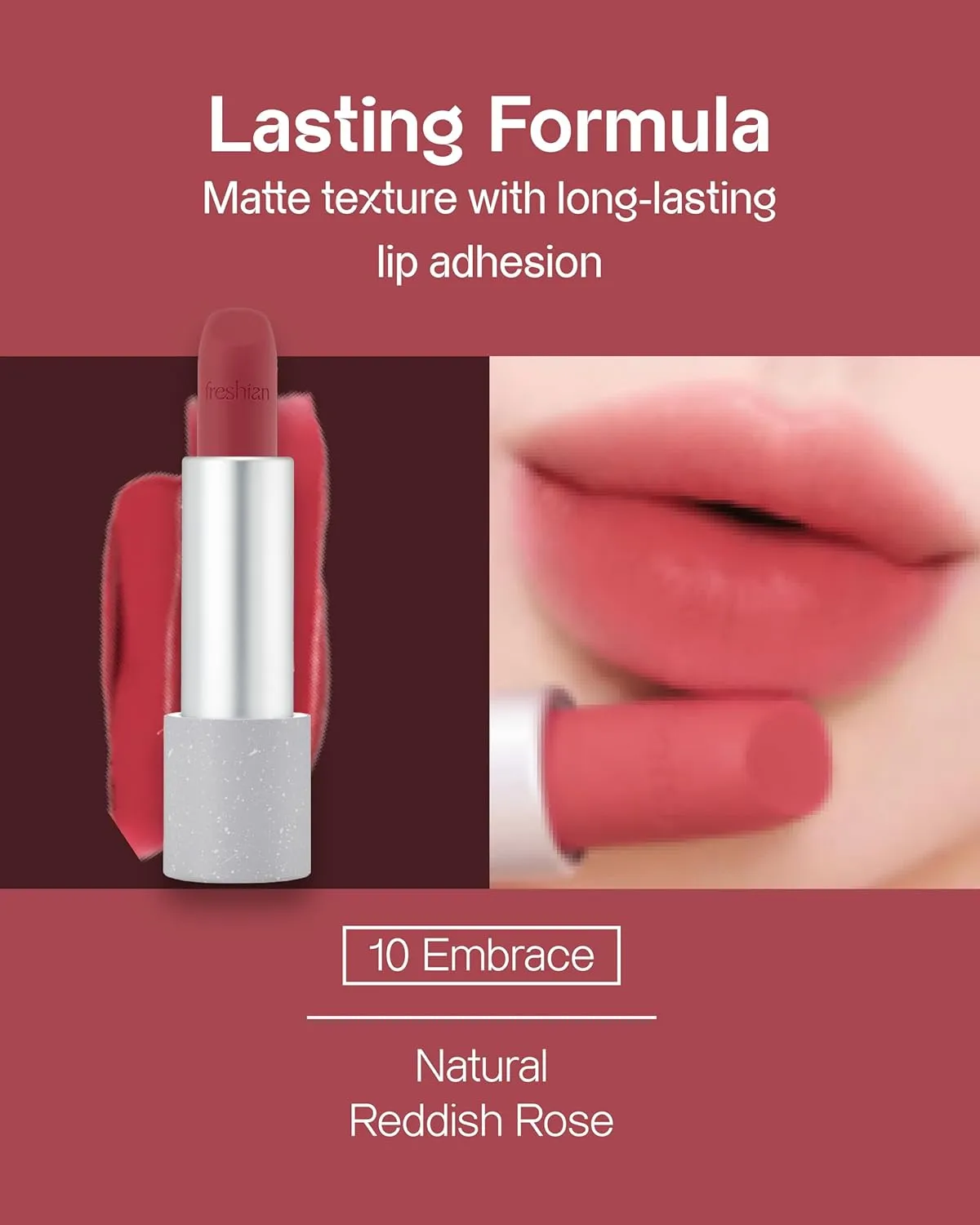 Sensual Vegan Lipstick Blur (10 Embrace, 0.12oz) - Long-Lasting Formula, Lightweight Matte Lipstick, Korean Makeup. Shea Cocoa Butter, Vegan.