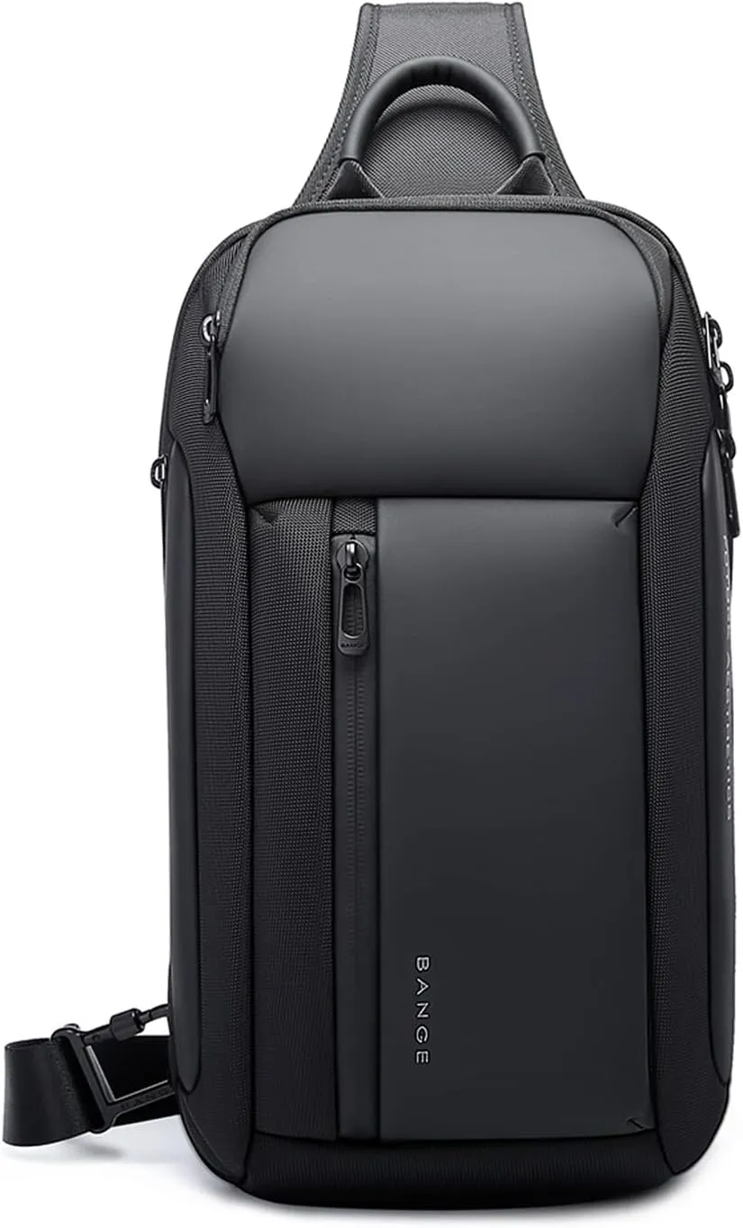 Sling Bags Business Chest Pack Men One Shoulder Backpacks Unbalance Ultralight Sport Crossbody Bags for Work Commuter Outdoor Travel Running Gym Daypacks Waterproof Polyester Black