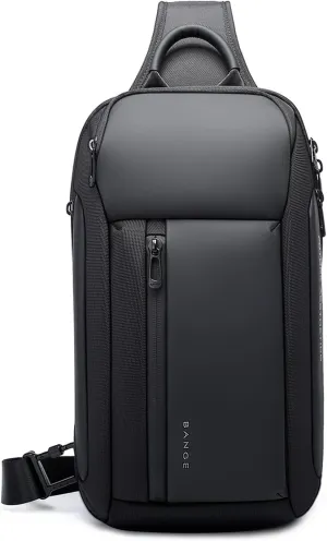 Sling Bags Business Chest Pack Men One Shoulder Backpacks Unbalance Ultralight Sport Crossbody Bags for Work Commuter Outdoor Travel Running Gym Daypacks Waterproof Polyester Black