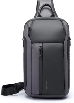 Sling Bags Business Chest Pack Men One Shoulder Backpacks Unbalance Ultralight Sport Crossbody Bags for Work Commuter Outdoor Travel Running Gym Daypacks Waterproof Polyester Gray