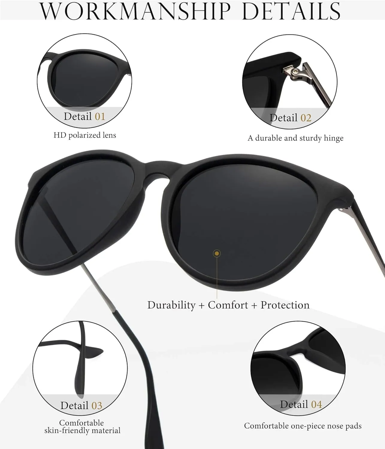 Sunglasses Womens Polarized Sunglasses-Women: Retro Round Sun Glasses with UV400 Protecion Trendy 3 Pack