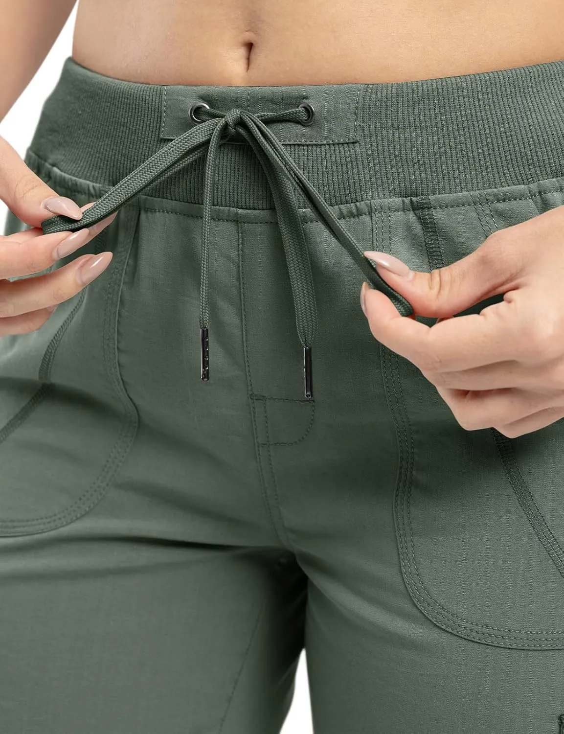 TBMPOY Womens Cargo Capris Lightweight Hiking Pants 6 Pockets Quick Dry Casual Outdoor Trip Loose Shorts Cropped Cotton