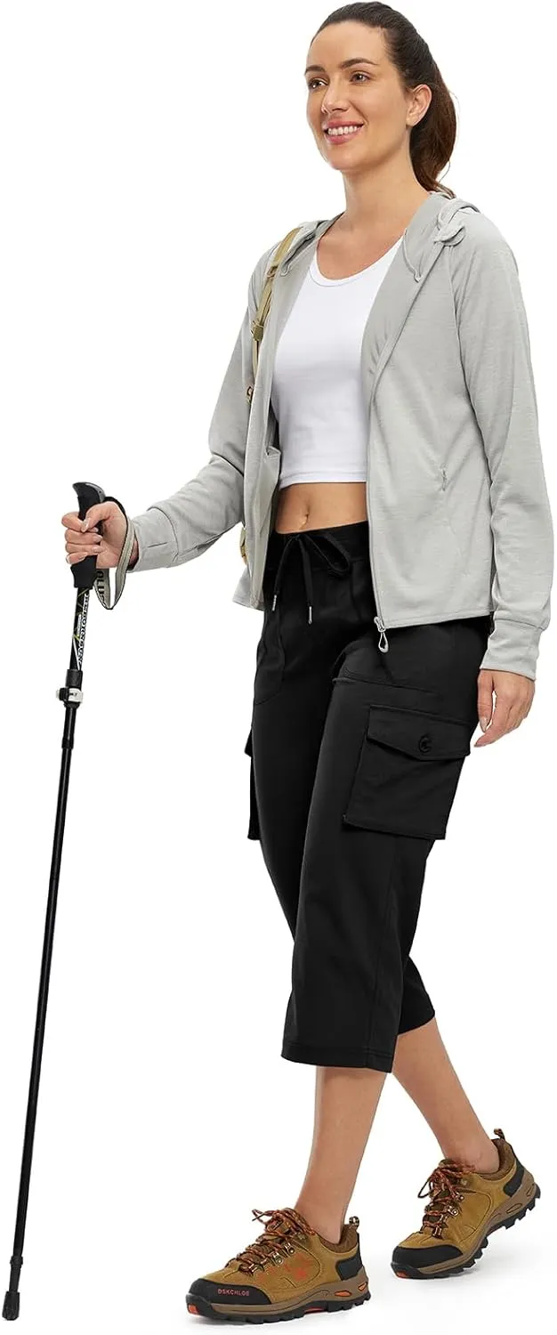 TBMPOY Womens Cargo Capris Lightweight Hiking Pants 6 Pockets Quick Dry Casual Outdoor Trip Loose Shorts Cropped Cotton