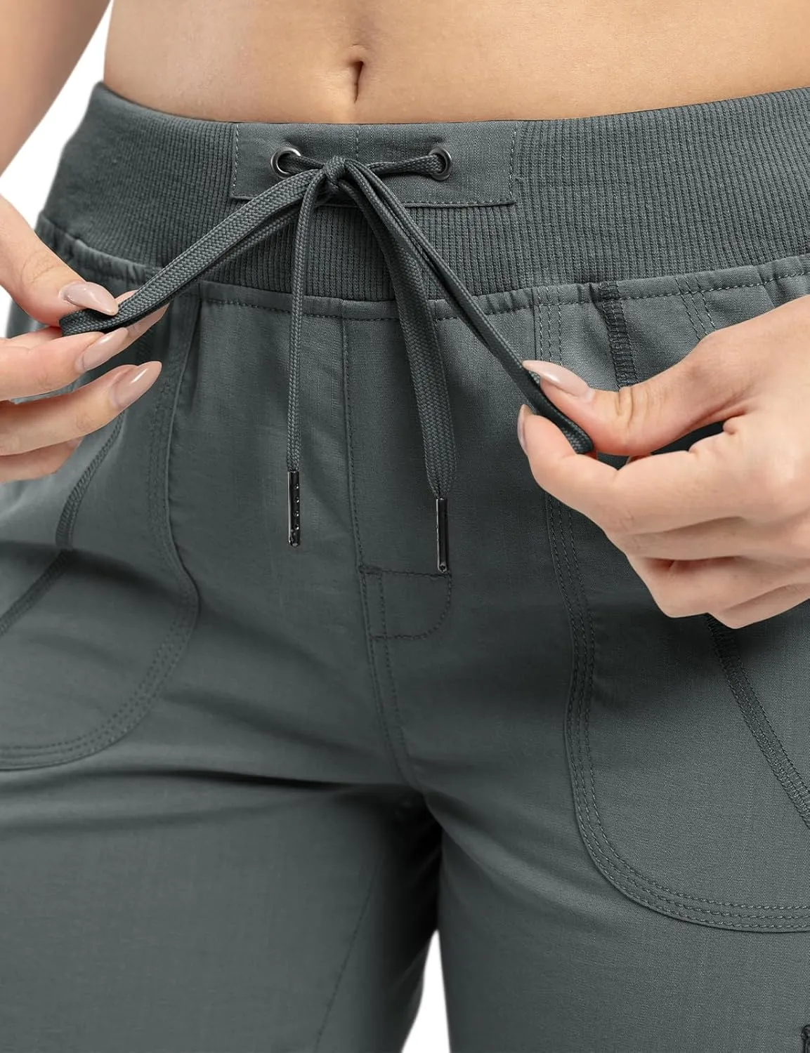TBMPOY Womens Cargo Capris Lightweight Hiking Pants 6 Pockets Quick Dry Casual Outdoor Trip Loose Shorts Cropped Cotton