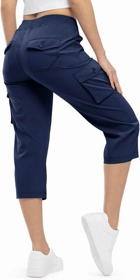 TBMPOY Womens Cargo Capris Lightweight Hiking Pants 6 Pockets Quick Dry Casual Outdoor Trip Loose Shorts Cropped Cotton