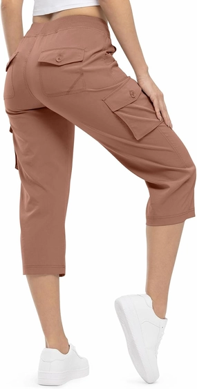 TBMPOY Womens Cargo Capris Lightweight Hiking Pants 6 Pockets Quick Dry Casual Outdoor Trip Loose Shorts Cropped Cotton