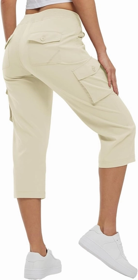 TBMPOY Womens Cargo Capris Lightweight Hiking Pants 6 Pockets Quick Dry Casual Outdoor Trip Loose Shorts Cropped Cotton