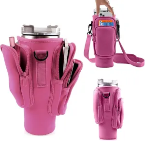Water Bottle Carrier Bag With Phone Pocket for Stanley, Holder With Strap for 30/40 oz Accessories, Cup Accessories Total 3 Pockets