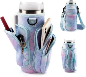 Water Bottle Carrier Bag With Phone Pocket for Stanley, Holder With Strap for 30/40 oz Accessories, Cup Accessories Total 3 Pockets