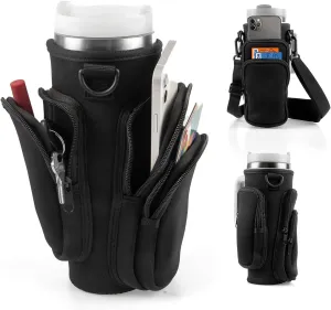 Water Bottle Carrier Bag With Phone Pocket for Stanley, Holder With Strap for 30/40 oz Accessories, Cup Accessories Total 3 Pockets
