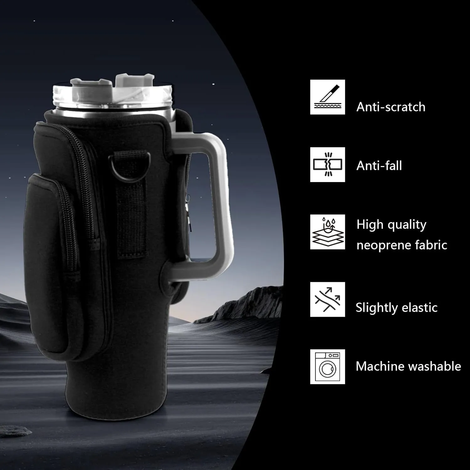 Water Bottle Carrier Bag With Phone Pocket for Stanley, Holder With Strap for 30/40 oz Accessories, Cup Accessories Total 3 Pockets