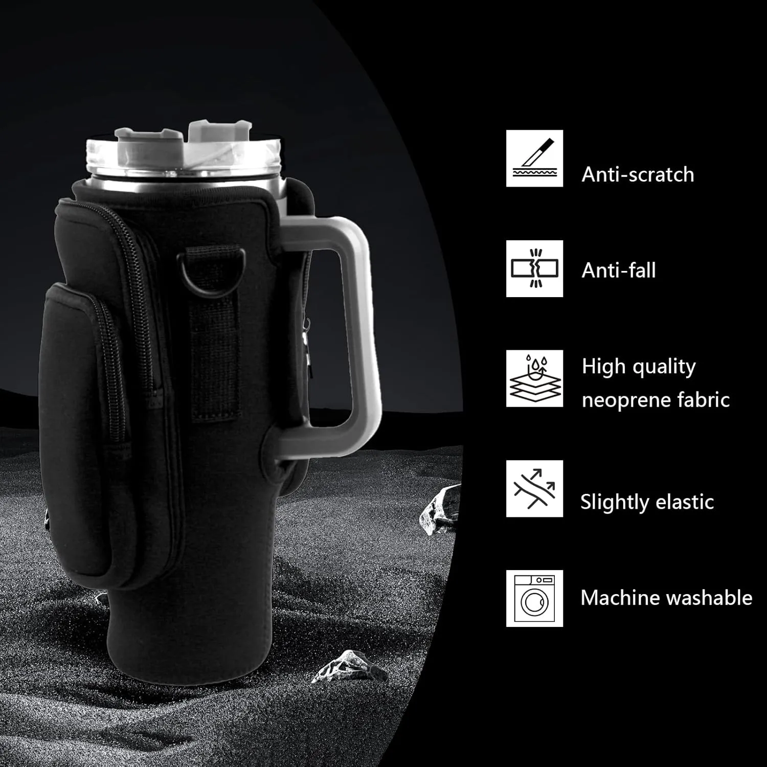 Water Bottle Carrier Bag With Phone Pocket for Stanley, Holder With Strap for 30/40 oz Accessories, Cup Accessories Total 3 Pockets
