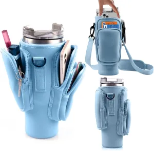 Water Bottle Carrier Bag With Phone Pocket for Stanley, Holder With Strap for 30/40 oz Accessories, Cup Accessories Total 3 Pockets