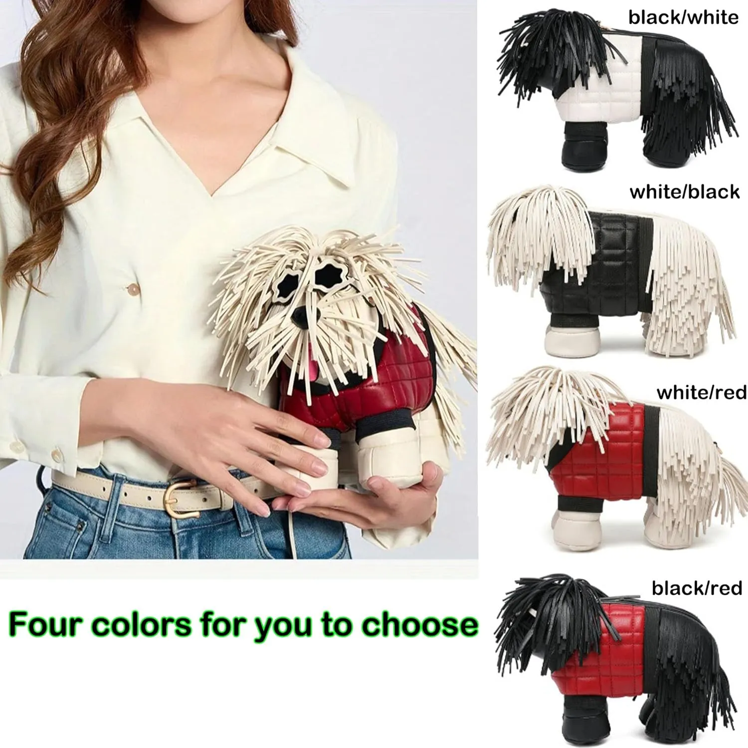 Women Dog Shaped Purse Crossbody Shoulder Bag Handbag Cartoon Novelty Unique PU Leather Luxury Evening Tassel Y2KPurse